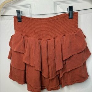 Rewash Bran Rust Layered Women's Mini Skirt with built in shorts Size Small GUC
